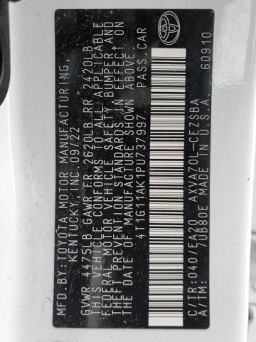 4T1G11AK1PU737997 - 2023 TOYOTA CAMRY SE NIGHT SHADE WHITE photo 12