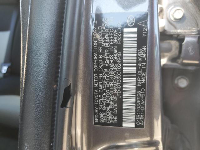 JTDKDTB30C1024948 - 2012 TOYOTA PRIUS C GRAY photo 12