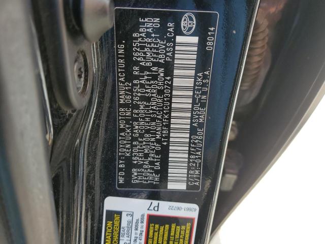 4T1BF1FK1CU130724 - 2012 TOYOTA CAMRY BASE BLACK photo 13