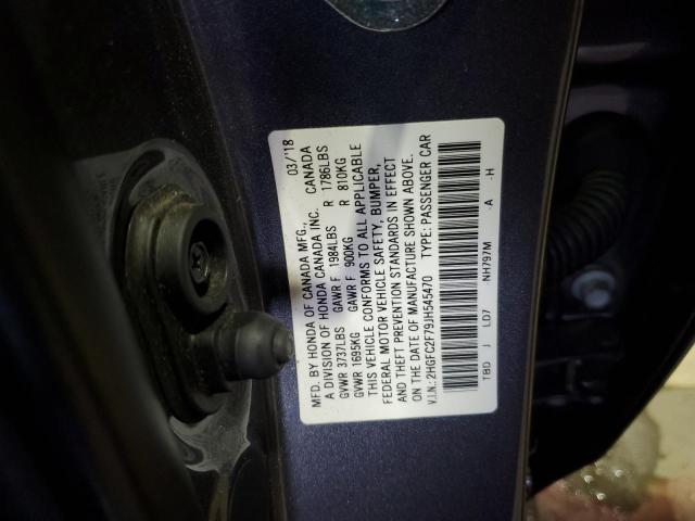 2HGFC2F79JH545470 - 2018 HONDA CIVIC EX Gris photo 13