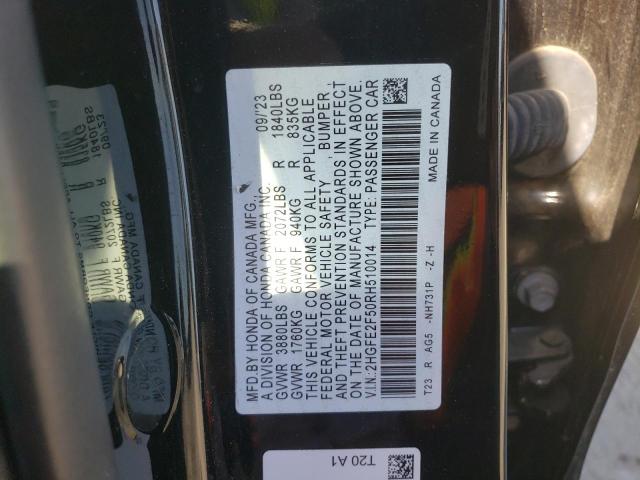 2HGFE2F50RH510014 - 2024 HONDA CIVIC SPORT 黑色 照片 12