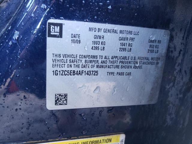 1G1ZC5EB4AF143725 - 2010 CHEVROLET MALIBU 1LT ლურჯი ფოტო 12