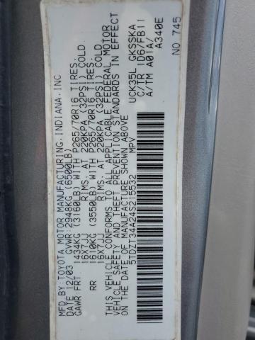 5TDZT34A24S215532 - 2004 TOYOTA SEQUOIA SR5 Gümüş fotoğraf 13