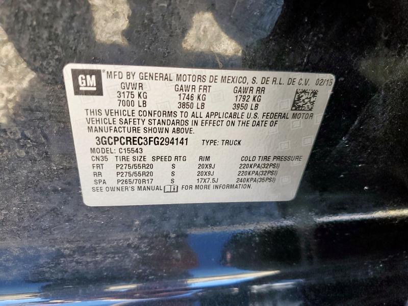 3GCPCREC3FG294141 - 2015 CHEVROLET SILVERADO C1500 LT BLACK photo 12