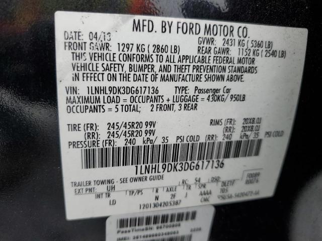 1LNHL9DK3DG617136 - 2013 LINCOLN MKS BLACK photo 12