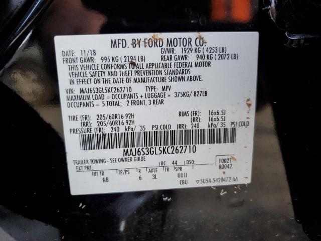 MAJ6S3GL5KC262710 - 2019 FORD ECOSPORT SE 黑色 照片 14