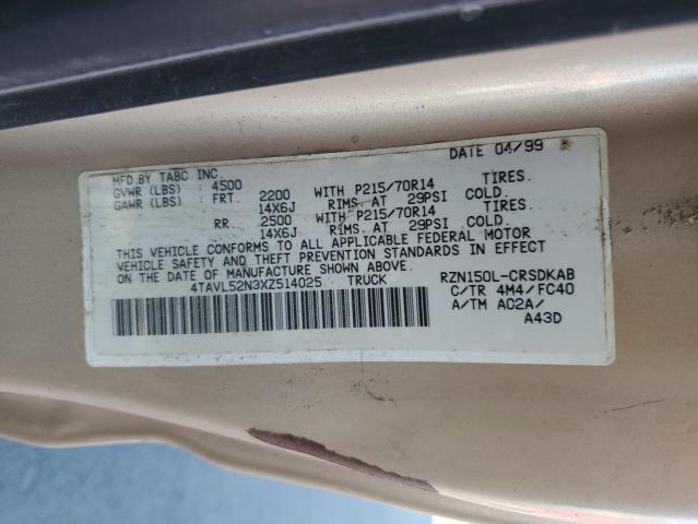 4TAVL52N3XZ514025 - 1999 TOYOTA TACOMA XTRACAB 棕色 照片 12