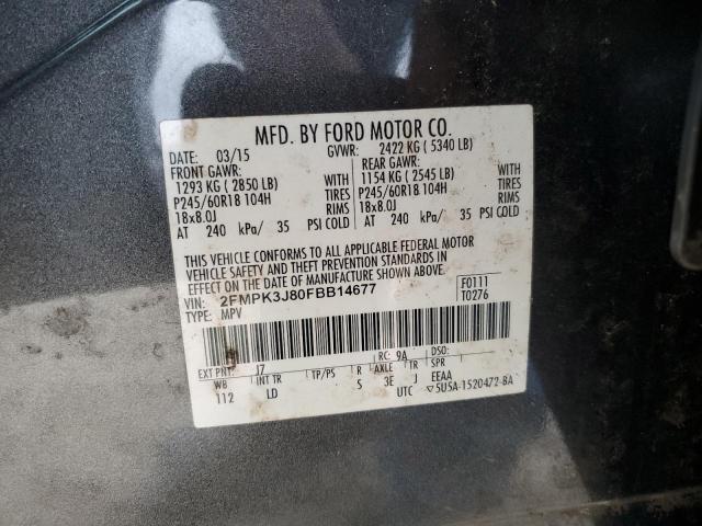 2FMPK3J80FBB14677 - 2015 FORD EDGE SEL Gri fotoğraf 13