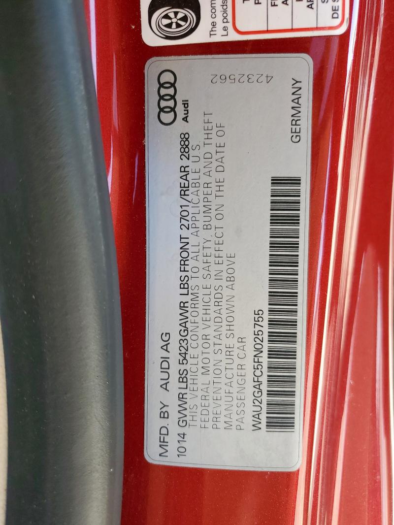 WAU2GAFC5FN025755 - 2015 AUDI A7 PRESTIGE Kırmızı fotoğraf 13