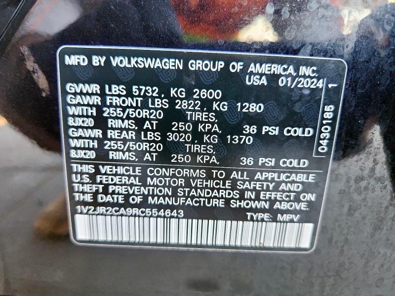 1V2JR2CA9RC554643 - 2024 VOLKSWAGEN ATLAS SE Черный фото 14
