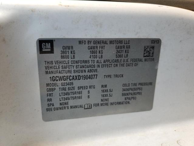 1GCWGFCAXD1904077 - 2013 CHEVROLET EXPRESS G2 Blanco foto 12