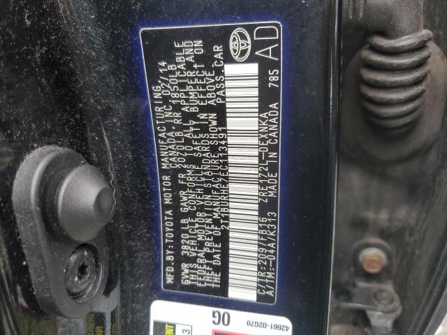 2T1BURHE7EC113491 - 2014 TOYOTA COROLLA L BLACK photo 12