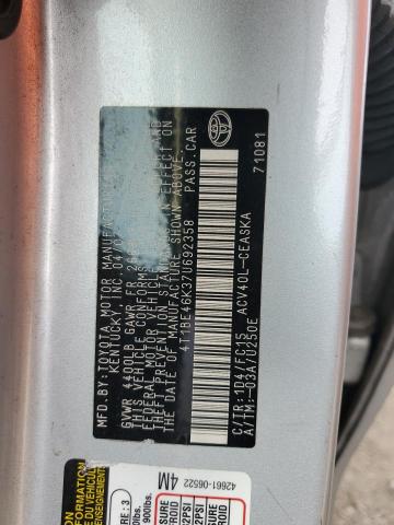 4T1BE46K37U692358 - 2007 TOYOTA CAMRY CE 银色 照片 12
