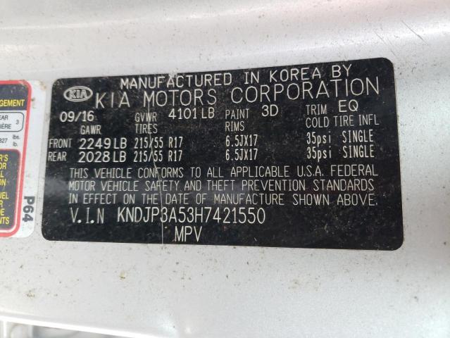 KNDJP3A53H7421550 - 2017 KIA SOUL + SILVER photo 12