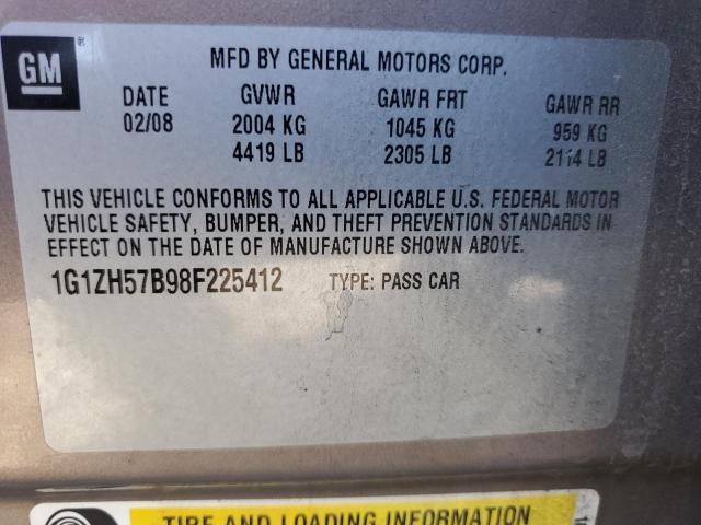 1G1ZH57B98F225412 - 2008 CHEVROLET MALIBU 1LT TAN photo 12