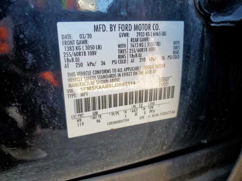 1FM5K8AB8LGB85114 - 2020 FORD EXPLORER POLICE INTERCEPTOR Dwukolorowy zdjęcie 13