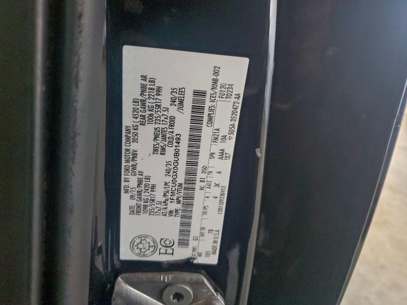 1FMCU0GX0GUB01493 - 2016 FORD ESCAPE SE BLACK photo 12