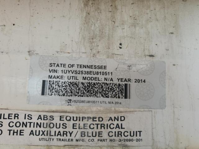 1UYVS2538EU810511 - 2014 UTILITY TRAILER WHITE photo 9