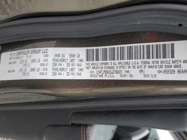 1C4PJMBSXEW278023 - 2014 JEEP CHEROKEE TRAILHAWK GREEN photo 12