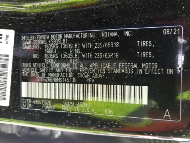 5TDGZRBH8MS145138 - 2021 TOYOTA HIGHLANDER XLE 黑色 照片 14