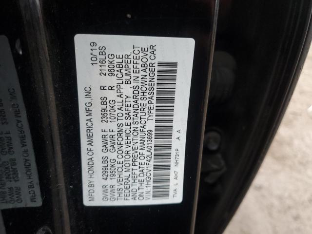 1HGCV1F42LA013699 - 2020 HONDA ACCORD EX 黑色 照片 12