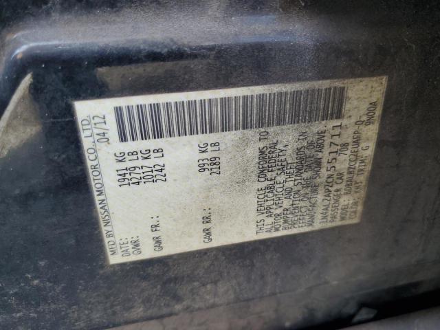 1N4AL2AP2CN551711 - 2012 NISSAN ALTIMA BASE Siyah fotoğraf 12