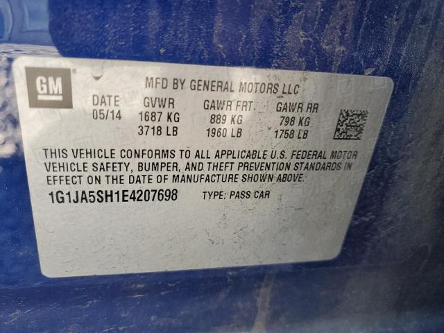 1G1JA5SH1E4207698 - 2014 CHEVROLET SONIC LS BLUE photo 12