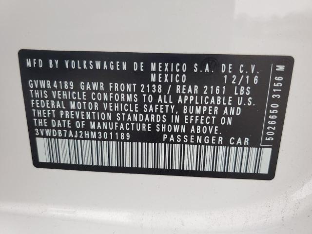 3VWDB7AJ2HM301189 - 2017 VOLKSWAGEN JETTA SE WHITE photo 20