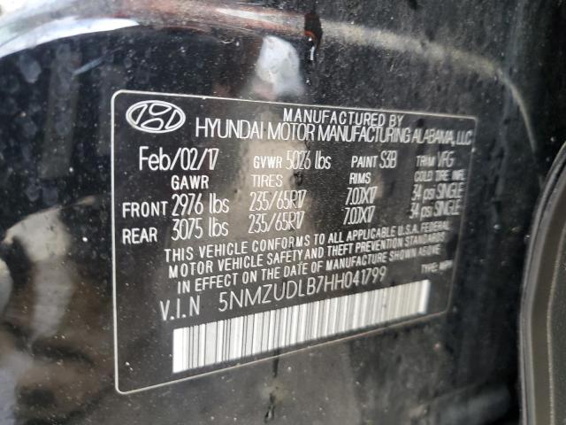 5NMZUDLB7HH041799 - 2017 HYUNDAI SANTA FE S BLACK photo 13