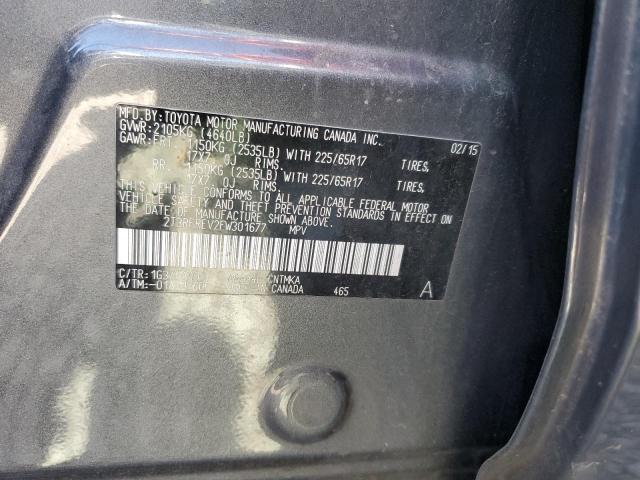 2T3RFREV2FW301677 - 2015 TOYOTA RAV4 XLE GRAY photo 13