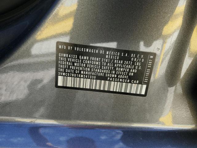 3VWC57BU1KM241330 - 2019 VOLKSWAGEN JETTA S ნაცრისფერი ფოტო 13