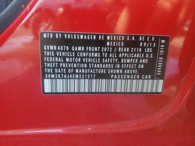 3VW2K7AJ4EM221217 - 2014 VOLKSWAGEN JETTA BASE RED photo 12