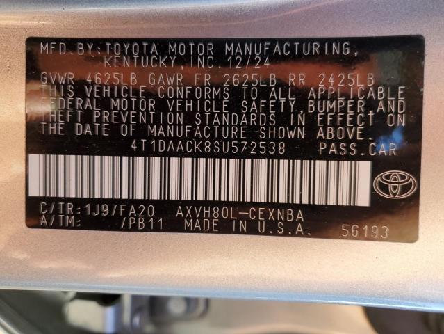 4T1DAACK8SU572538 - 2025 TOYOTA CAMRY XSE SILVER photo 12