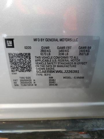 5GAERBKW6LJ226391 - 2020 BUICK ENCLAVE ESSENCE 银色 照片 13