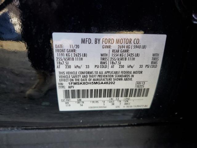 1FMSK8DH5MGA48202 - 2021 FORD EXPLORER XLT Қара фото 13