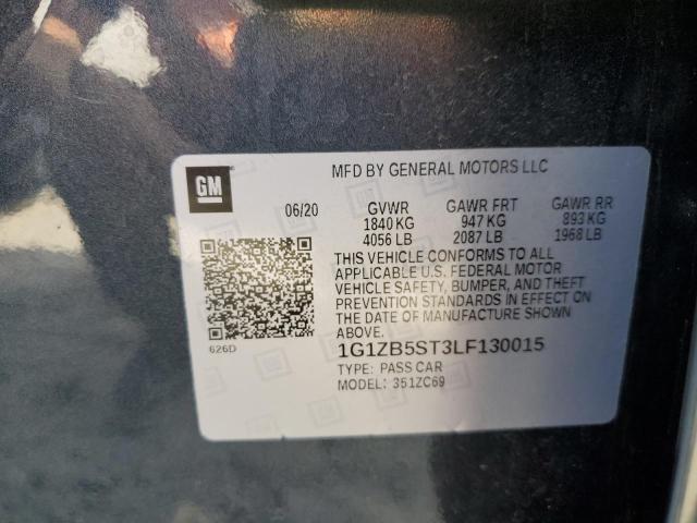 1G1ZB5ST3LF130015 - 2020 CHEVROLET MALIBU LS გრაფიტი ფოტო 13