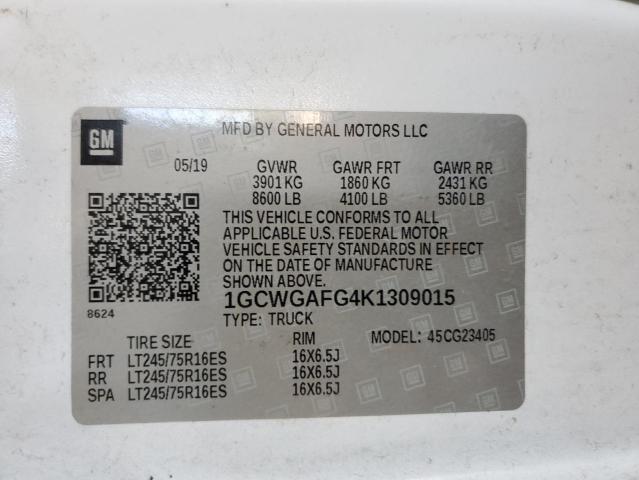 1GCWGAFG4K1309015 - 2019 CHEVROLET EXPRESS G2500 Weiß Foto 13