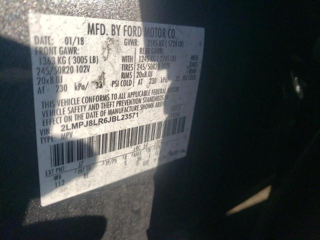 2LMPJ8LR6JBL23571 - 2018 LINCOLN MKX RESERVE CHARCOAL photo 12