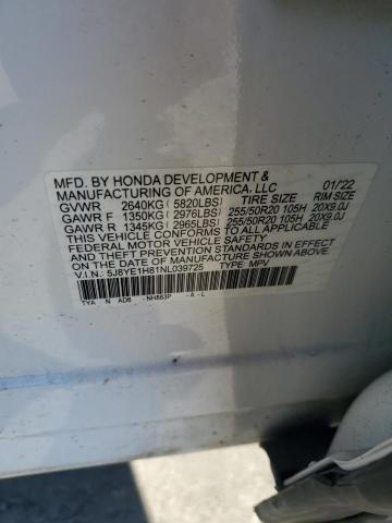 5J8YE1H81NL039725 - 2022 ACURA MDX ADVANCE WHITE photo 12