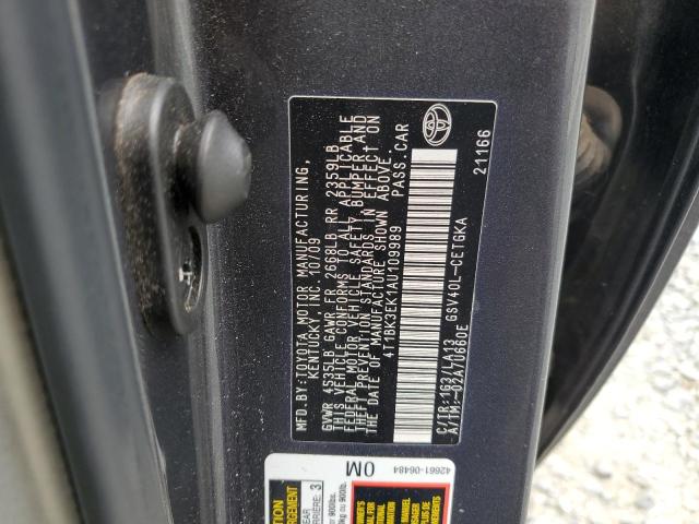 4T1BK3EK1AU109989 - 2010 TOYOTA CAMRY SE 灰色 照片 12