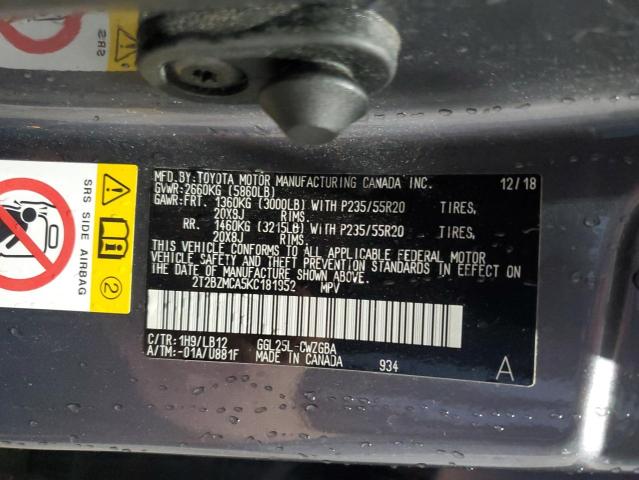 2T2BZMCA5KC181952 - 2019 LEXUS RX 350 BASE Grafit foto 13