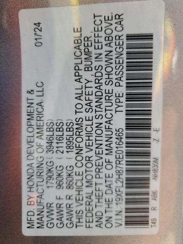 19XFL2H87RE016465 - 2024 HONDA CIVIC SPORT ნაცრისფერი ფოტო 13