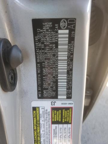 2T1BU4EE8DC976080 - 2013 TOYOTA COROLLA BASE 银色 照片 12