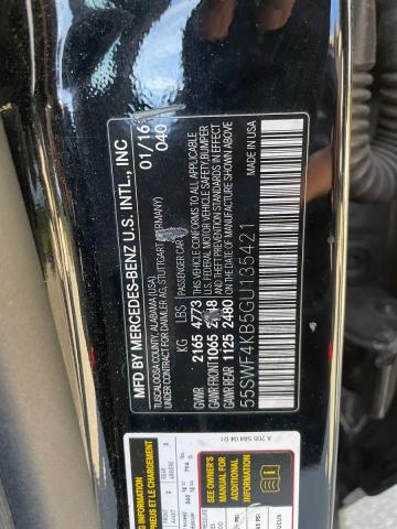 55SWF4KB5GU135421 - 2016 MERCEDES-BENZ C 300 4MATIC BLACK photo 10