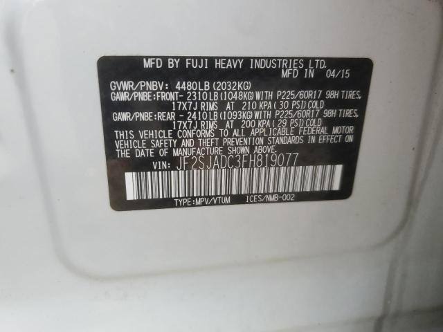 JF2SJADC3FH819077 - 2015 SUBARU FORESTER 2.5I PREMIUM 白色 照片 13