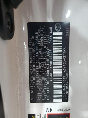 4T4BF3EK7BR107286 - 2011 TOYOTA CAMRY BASE WHITE photo 12
