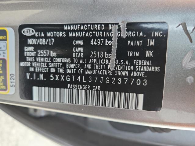 5XXGT4L37JG237703 - 2018 KIA OPTIMA LX ნაცრისფერი ფოტო 12