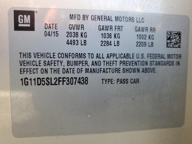 1G11D5SL2FF307438 - 2015 CHEVROLET MALIBU 2LT 金色 照片 13