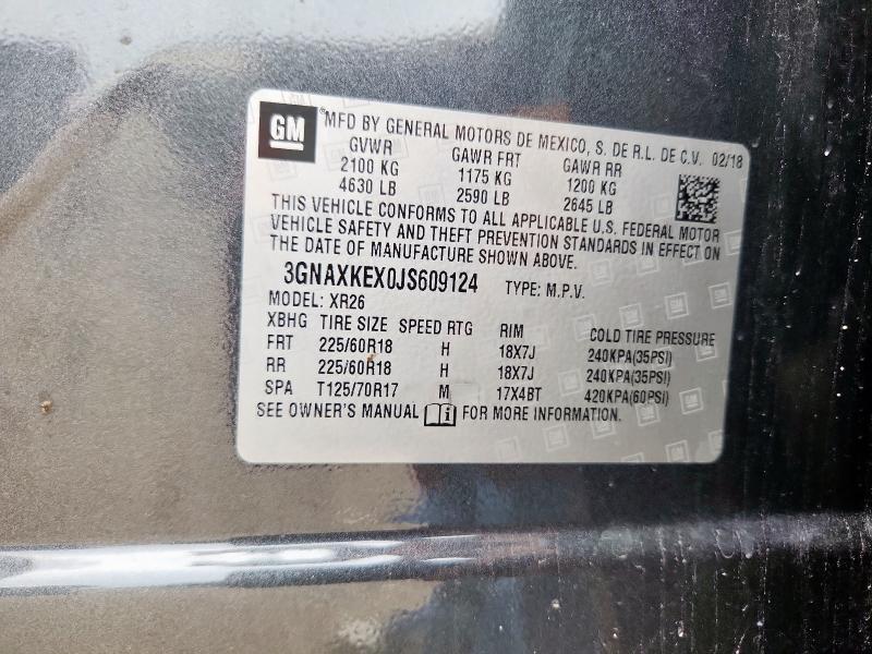 3GNAXKEX0JS609124 - 2018 CHEVROLET EQUINOX LT Сұр фото 13