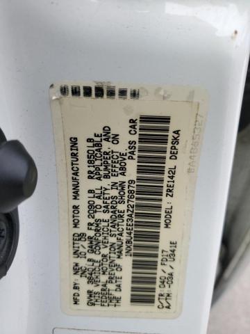 1NXBU4EE3AZ276879 - 2010 TOYOTA COROLLA BASE Blanc photo 12